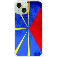 Apple iPhone 15 Drapeau la reunion Verstevigd hoesje met sublimatie bedrukking