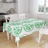 Bonamaison Tafelkleed, Anti-Mold, Sneldrogend, Waterdicht, 100% Polyester Tafellaken, Petroleum Groen, Wit, 140 x 160 Cm