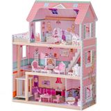 ROBUD Houten poppenhuis voor kinderen, poppenhuis speelgoedcadeau voor meisjes en jongens van 3, 4, 5 en 6 jaar