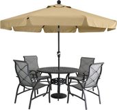 Merkloos Parasol met volant, terrasparasol, tuinparasol, tafelscherm, martkparasol, 8 ribben, kaki