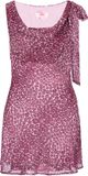 myMo Jurk Dierenprint Kort Mouwloos Vierkante hals Polyester Roze Zwart XS