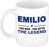 Bellatio Decorations naam cadeau mok - Emilio - man myth legend - koffiemok - 300 ml - collega - vaderdag