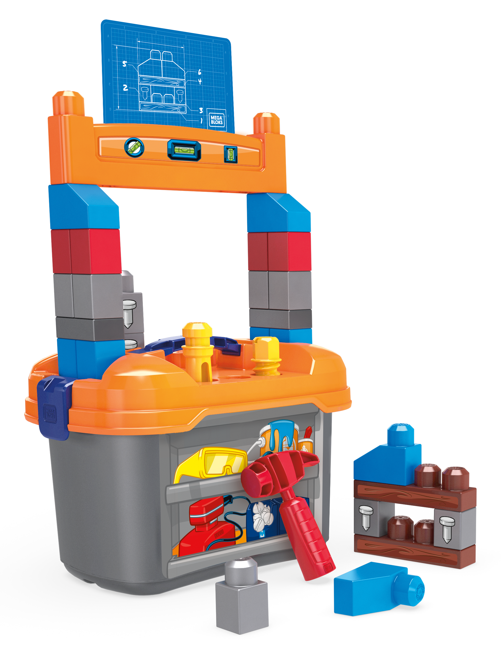 Fisher-Price BLOKS First Builders Lil' Building Workbench - GNT92 - Bouwspeelgoed - 2+ jaar