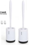 Brosse de toilette en silicone, long manche, 2 pièces, pour montage mural