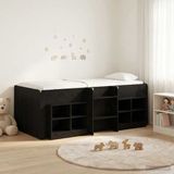 vidaXL Loft Bed Frame met Kast met plank 3 st Zwart eiken Bewerkt hout