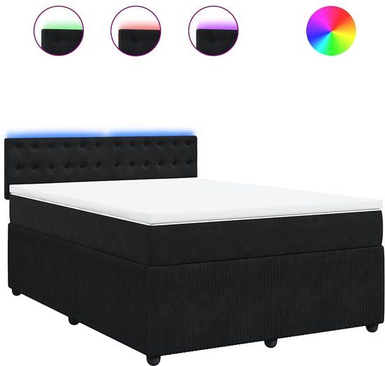 vidaXL Boxspring met matras fluweel zwart 140x190 cm