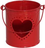 Gerimport Porte-bougie chauffe-plat/porte-bougie - rouge - zinc - D9 x H10 cm