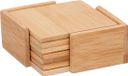 Merkloos Glazenonderzetters - 6 stuks - Bamboe/Hout - Bruin - Inclusief houder