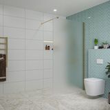 FortiFura Galeria inloopdouche - 110x200cm - mat glas - wandarm - PVD - geborsteld messing (goud)