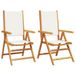 VidaXL Tuinstoel Terras Acaciahout, Polyester Crème, Wit
