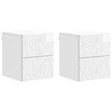 vidaXL Muurbevestigde Nachttafel 2 st Hoogglans Wit 34,5 x 33 x 40 cm
