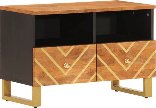 vidaXL Tv-meubel 70x33,5x46 cm massief mangohout bruin en zwart