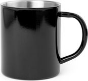 Merkloos / Sans marque Luxe drinkbeker/koffiemok - metallic zwart - 280 ml - RVS