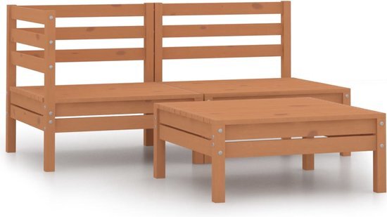 The Living Store Houten Tuinset - Palletdesign - Massief Grenenhout - Hoek/Middenbank- 63.5 x 63.5 x 62.5 cm - Tafel- 63.5 x 63.5 x 28.5 cm