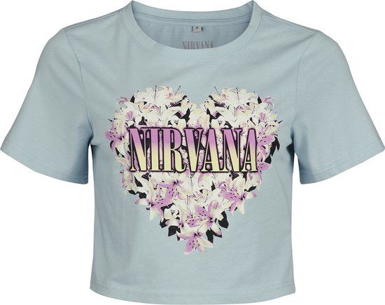 Nirvana Flower Heart Dames T-shirt - blauw - S