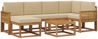 vidaXL - Hoek loungeset - 6 zitplekken - Natuurlijk en beige - Massief acaciahout