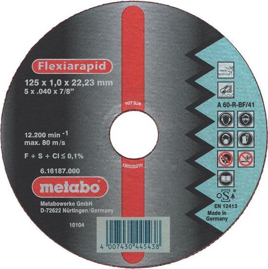 Metabo accessoires Metabo 616184000 Flexiarapid Doorslijpschijf - 180 x 1,6 x 22,23mm