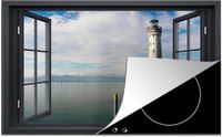 Merkloos KitchenYeah® Inductie beschermer 81.6x52.7 cm - Doorkijk - Water - Vuurtoren