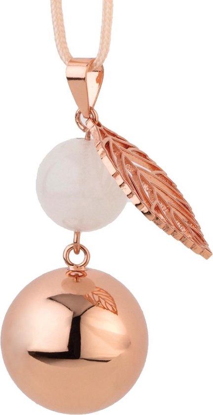 Babylonia Bola zwangerschapsketting Rose gold Light pink pearl with leaf