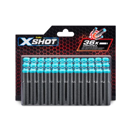 X-Shot Refill 36 Darts - Black/Blue Foam Darts - Ages 8+