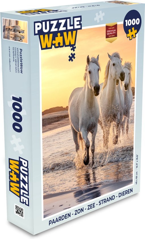 MuchoWow Puzzel Paarden - Zon - Zee - Strand - Dieren - Legpuzzel - Puzzel 1000 stukjes volwassenen - Sinterklaas cadeautjes - Sinterklaas voor grote kinderen