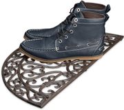 Merkloos Relaxdays deurmat gietijzer - rond - 2 x 60 x 31 cm - voor buiten - antislip - brons
