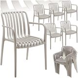 tectake® Set van 6 Tuinstoelen Alcudia - Taupe