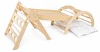 Cadre d'escalade 6-en-1 Bois - Triangle Pikler, Arche, Toboggan et Coussin