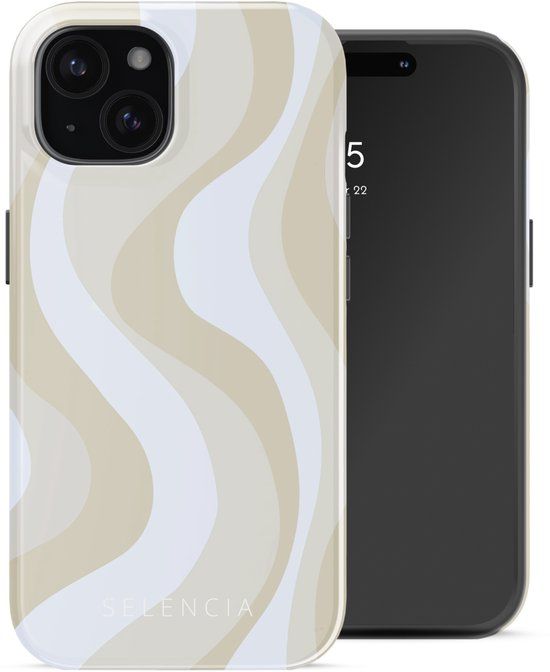 Selencia Hoesje - Geschikt voor Apple iPhone 15 - Backcover geschikt voor MagSafe - Desert Waves Beige