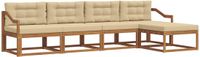 vidaXL - Acacia Houten Loungeset Bank 5-Zits Natuurlijk en Beige