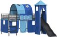 vidaXL Kinderloftbedframe Zwart en Blauw Metaal 100 x 200 cm