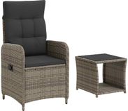 vidaXL Tuin loungeset 2 st grijs en donkergrijs poly riet en glas