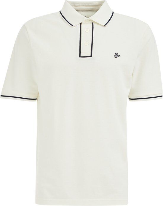 WE Fashion Heren regular fit polo met structuur en embroidery