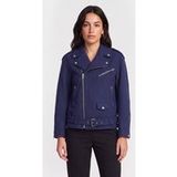Moschino Maxi Biker In Wool-blend Cloth Blue Taille: 38