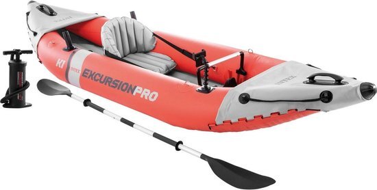 Intex opblaaskajak excursion pro k1 305 cm vinyl rood 3-delig