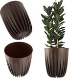 KADAX Bloempot van kunststof met natuurlijke materialen, bruin, rond, diameter 14,5 cm