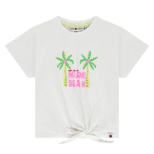 Stains&Stories T-shirt wit Meisjes Katoen Ronde hals Printopdruk - maat 92