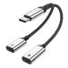 MOGOOD USB-C Splitter 2-in-1, 60W PD, 480Mbps, nylon, 1 st. zilver, MacBook
