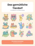 Das gemütliche Tierdorf: Ein Malbuch für kleine Hände