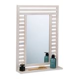 Merkloos badkamerspiegel met plank - 70 x 50 x 12 cm - wandspiegel - walnotenhout