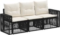 vidaXL Tuinbank - Set - 3-zits - Zwart en Crèmewit - Polyrattan