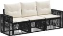 vidaXL Banc de jardin - Set - 3 places - Noir et crème - Polyrotin