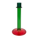 Nieuwigheid Hoge Glazen Kandelaar Houder | Hedendaagse Kerst Tafeldecoraties | Ideaal kerstcadeau | Gebruik als Home Decor, Kous Filler, Secret Santa | | Maat: 19cm -Groen & Rood