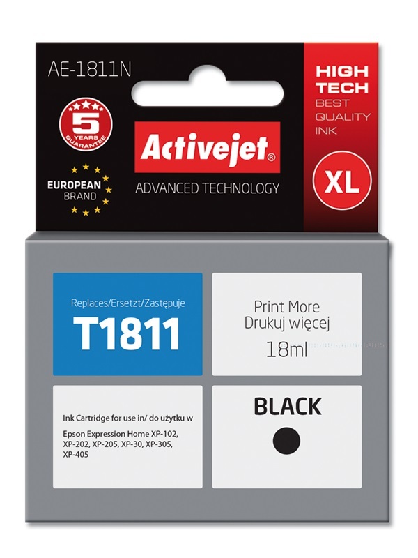 ActiveJet AE-1811N inkt (vervanging van Epson 18XL T1811; Supreme; 18 ml; zwart) single pack / zwart