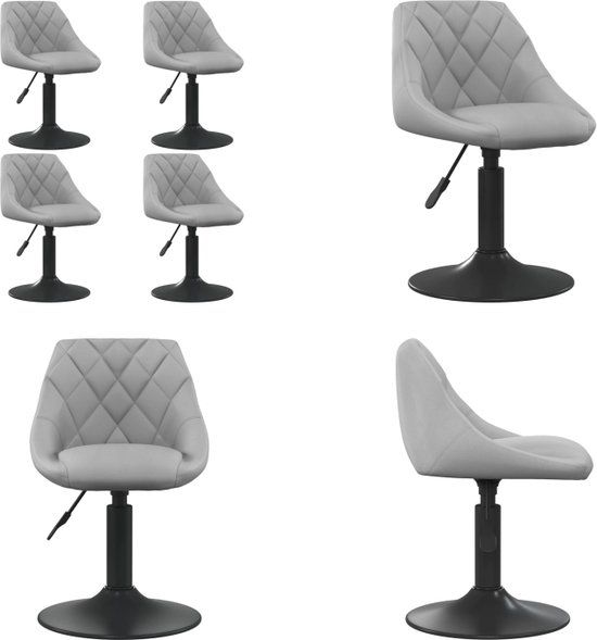 vidaXL Eetkamerstoelen draaibaar 4 stuks fluweel lichtgrijs