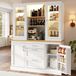 OKWISH Keukenkast - Ledverlichting Via App - 3 Lades En Verstelbare Planken - MDF Wit - 140x40x185 cm