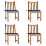 vidaXL Tuinstoel Terras Gecapitonneerde zitting Teak Blauw
