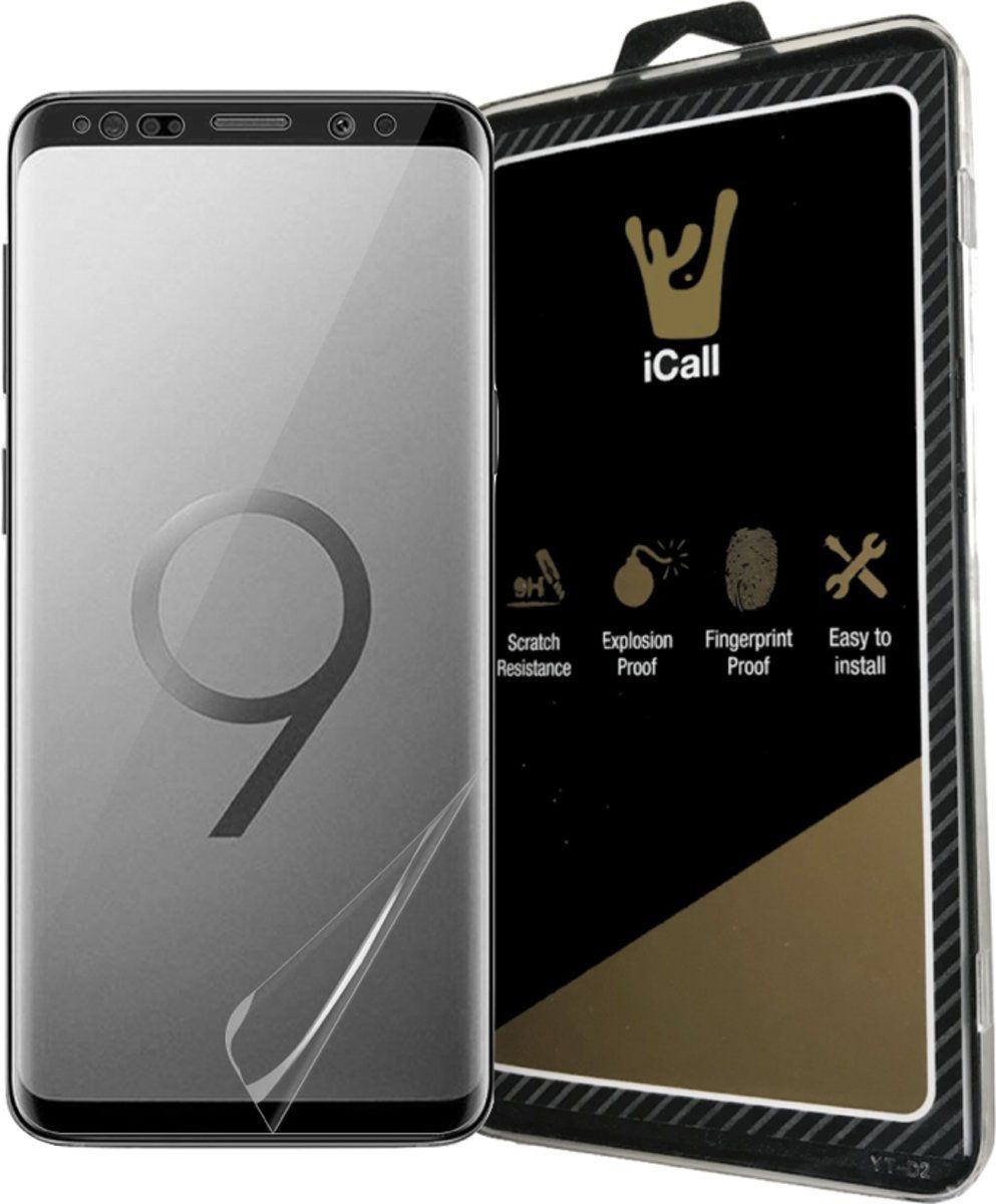 iCall Screenprotector voor Samsung Galaxy S9 Plus - Glas PET Folie Screen Protector Transparant 0.2mm 9H