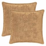 vidaXL Kussensloop 2 st houten taupe 40 x 40 cm nep konijnenbont
