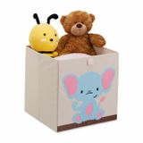 Relaxdays Opbergdoos Vierkant Karton, Fleece, Polyester Beige, Blauw